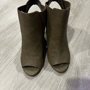 Call It Spring Olive Peep-Toe Heeled Boots
